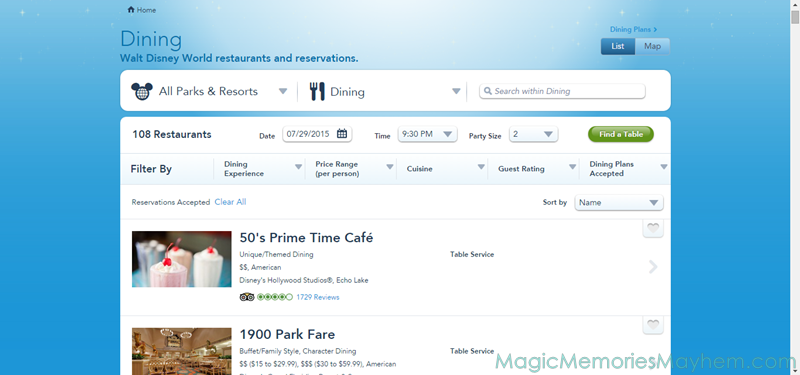 Reservas Anticipadas en Restaurantes Disney, ADR, Orlando, Restaurant-USA (2)