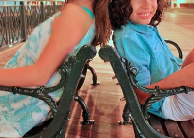 HBelle and Stitchy of Magic, Memories, Mayhem on Disney's Boardwalk at night